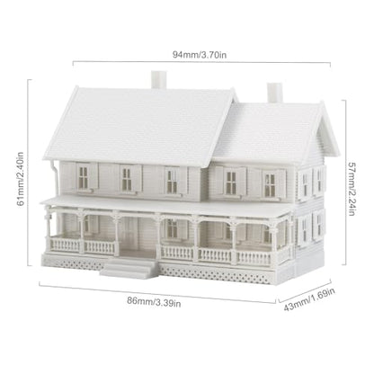 2PCS N Scale Model Blank Buidlings Kit Unassembled House for Model Train Layout Diorama JZN5889JJ (Two-Story with Porch-2PCS) - style: Two-story with Porch-2PCS