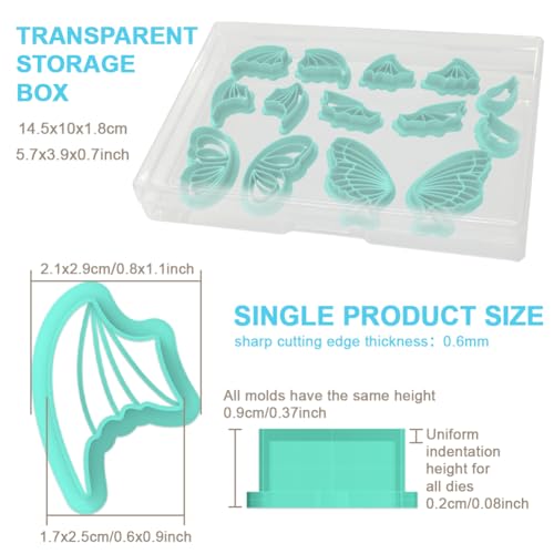 beinkmake 14Pcs Wings Polymer Clay Cutters Angel Wing Clay Earrings Cutters for Adults Bat Butterfly Dragon Wing Cute Polymer Clay Cutter for Jewelry Earrings Making Birthday Party DIY Supplies - style: Wing