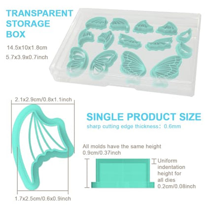 beinkmake 14Pcs Wings Polymer Clay Cutters Angel Wing Clay Earrings Cutters for Adults Bat Butterfly Dragon Wing Cute Polymer Clay Cutter for Jewelry Earrings Making Birthday Party DIY Supplies - style: Wing