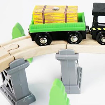 Wooden Train Bridges, Viaduct Bridge, Wooden Train Track Accessories, Wood Train Tracks, Train Tracks Compatible with All Major Brands - style: Viaduct Bridge