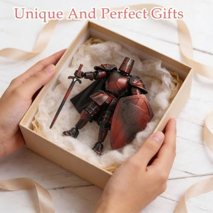 T13 Skeleton Knight Action Figure,DIY Posable Model Collectible Kit (Red) - color: Red