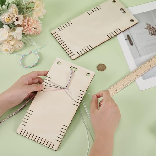FINGERINSPIRE 2 Pcs Friendship Bracelet Making Kit 9.4x4.7 inch Hole 10mm Rectangle Bracelet Braided Plate Bracelet Braiding Disc Set Bracelet String and Rewarding Activity