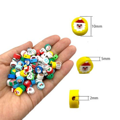 Christmas Polymer Clay Beads, Mixed Charm Spacer Beads for Bracelet Necklace DIY Jewelry Making (Christmas) - color: Christmas