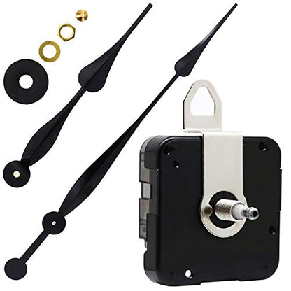 Youngtown High Torque Long Shaft Clock Movement Kit with 12 in Black Hands - color: Black, size: 29/32 inch Total shaft length