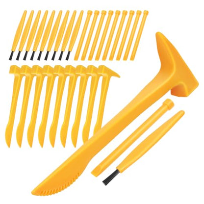 DECHOUS Kids Excavation Tool Kit, Hammer Brush Digging Pick, 3 Piece