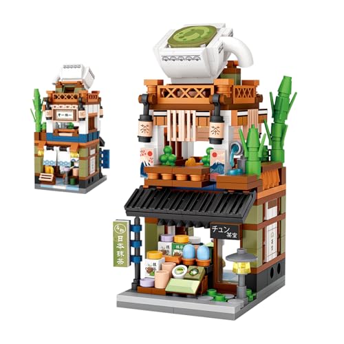 ELAICREE Japanese Street View Shop Building Blocks House Toy, 4 Models Mini DIY Building Blocks Model MOC Construction Toy, Gift for 6-12 Years Old Kid Girls and Boys - color: 4 Models
