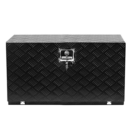 GarveeTech 24 in Heavy Duty Aluminum Stripes Plated Tool Box Pick Up Truck Bed Rv Trailer Toolbox Diamond Plate Underbody Box Waterproof Square Storage Organizer With Side Handle, Lock & Keys