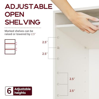 FIMELLO 31.6’’W*11’’D*23.6’’H Sewing Storage Cabinet Wall Mounted, Craft Storage Cabinet with Adjustable Shelf, Hobby Storage Cabinet, Craft Shelving for Sewing Organization, Display Shelf, White - size: 15.8’’W * 2pcs