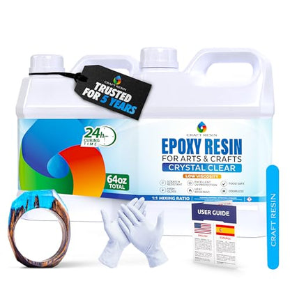 Craft Resin Crystal Clear Epoxy Resin Kit - Food Safe, UV Resistant - 64 Oz - size: 64 Oz