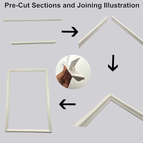 4 Set Peel and Stick Wall Molding Kit, Pre-Cut Mitered Picture Frame Molding for Wall (16" x 24"), DIY Wainscoting Wall Trim, Paintable Rigid PS Trim, 4 Panels, White - size: 16'' × 24''