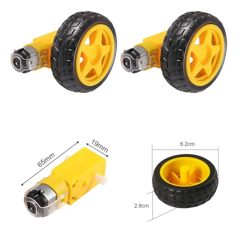 6 Sets DC Motors Kit Mini Electric Hobby Motor 3V-12V 25000RPM with 60PCS Plastic Gears, TT Motor, 2AA Battery Holder, Boat Rocker Switch, Shaft Propeller, Plastic Wheels for DIY Science Projects