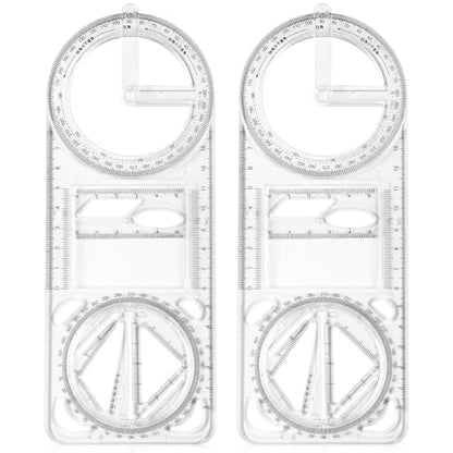 2 Pack 360 Degree Protractor, 6 Inch Multifunctional Drawing Ruler, Upgrade - style: Upgrade