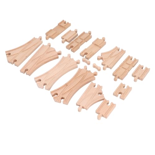 BROLEO Kids Wooden Track Expansion Pack Assembly Kit, Educational Toddler Wooden Train Track Building Toy for Skill Development
