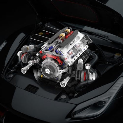 Mini V8 Engine Model Kit that Works for Adults Boys Kids,664PCS