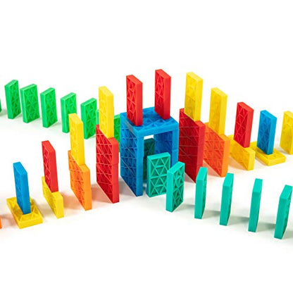 Bulk Dominoes Kinetic Domino Kit | Dominoes Set, STEM STEAM Small Toys, Family Games for Kids, Kids Toys and Games, Building, Toppling, Chain Reaction Sets (68pc) - style: Explorer 68pc