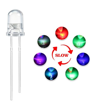 100PCS 3mm RGB Slow Flashing LED Diodes, Clear Lens - color: (Transparent) Slow Flash, size: 3MM