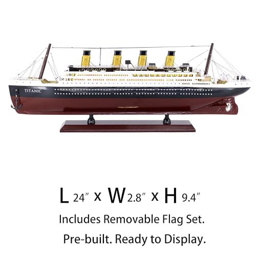 Titanic 24inch Wooden Ship Model Home Decor Pre-Built Cruise Ship Gift Nautical Sailboat Decor