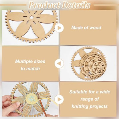 BENECREAT 6 Sizes Poplar Wood Weaving Loom Kit, Round DIY Weaving Loom DIY Weaving Art Tapestry Loom for Hanging Decor Woven Tapestry Knitted Crafts Making, 4.5mm Thick - size: Round