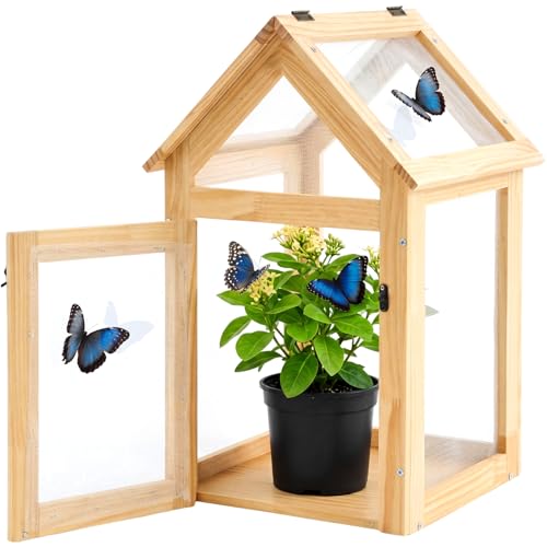 Cinnvoice Butterfly Habitat Cage Kit 19.7" Outdoor Large Insect Mesh Cage Terrarium Garden Grow Tent for Hatching Butterflies, Education Science Parent Child Interaction Observation