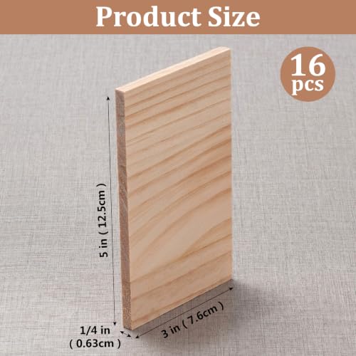 Wooden Blocks Wood Blocks for Crafts, 16 PCS 3″X5″X1/4″ Blank Wood Planks - size: 3″x5″x1/4″ - 16PCS