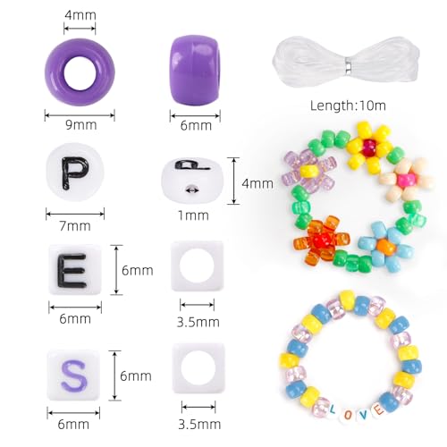 Quefe 48 Colors 4000pcs Pony Beads Bracelet Making Kit with Letter Beads - color: A-48 colors