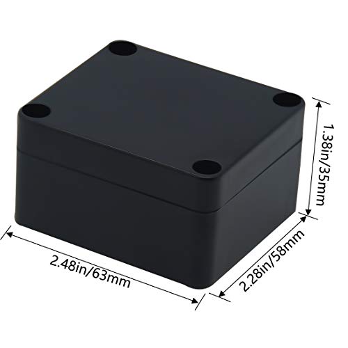Junction Box, Zulkit Project Box IP65 Waterproof Outdoor Box ABS Plastic Electrical Boxes Electronic Enclosure Black 2.48 x 2.28 x 1.38 inch (63 x 58 x 35mm) - size: 2.48" x 2.28'' x 1.38''(Pack of 1)