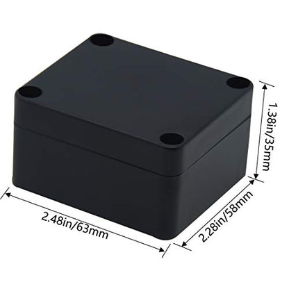 Junction Box, Zulkit Project Box IP65 Waterproof Outdoor Box ABS Plastic Electrical Boxes Electronic Enclosure Black 2.48 x 2.28 x 1.38 inch (63 x 58 x 35mm) (Pack of 4) - size: 2.48" x 2.28'' x 1.38''(Pack of 4)