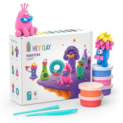 HEY CLAY Monsters Air Dry Clay for Kids Modeling Kit for Children Age 3+ - color: Monsters