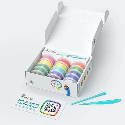 HEY CLAY Fat Brain Toys Dinosaurs, Air Dry Clay Kit with Interactive App for Kids & Tweens, Modeling Clay and Crafts Set - color: Dinos