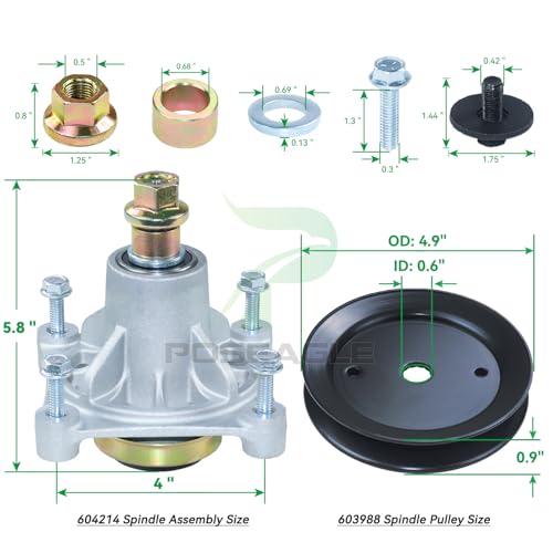 3 Pack 604214 Spindle Assembly for Hustler Raptor 52 inch Spindles - size: A17 3x604214 Spindle Kit