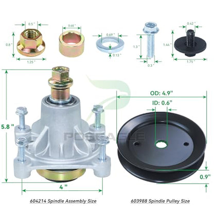 3 Pack 604214 Spindle Assembly for Hustler Raptor 52 inch Spindles - size: A17 3x604214 Spindle Kit