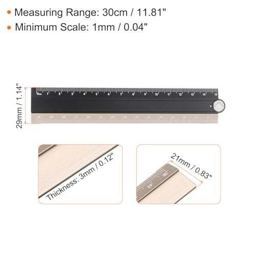 HARFINGTON Folding Straight Ruler 30cm Metric Aluminum Alloy Protractor Foldable Angle Ruler Geometric Measuring Tool with Angle Line for Architects Artists Office, Black Gold Tone - color: Black/Gold Tone