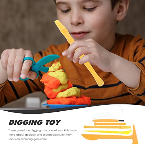 Totority Dig Kit 3 Sets Dinosaur Dig Tools Kit for Kids, Dinosau Digging Kit, Science Kits with Mini Hammer Chisel Brush Scraper for Gems Gemstone Dig Kits (Pack of 2) - size: 15.5X5.3X1.2CM (Pack of 2)
