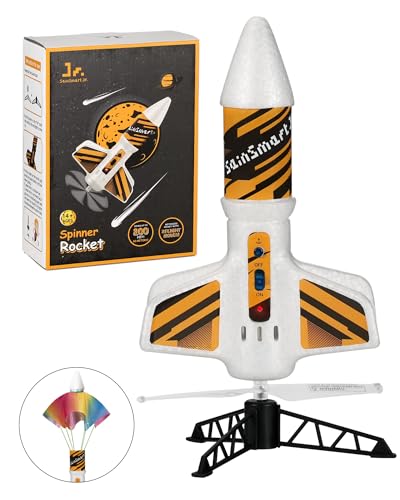 SainSmart Jr. Rocket Launcher for Kids - Motorized Air Rocket Launch up to 200 ft, Safely Land with Parachute, Self-Launching Outdoor Toy, White - style: Unique White