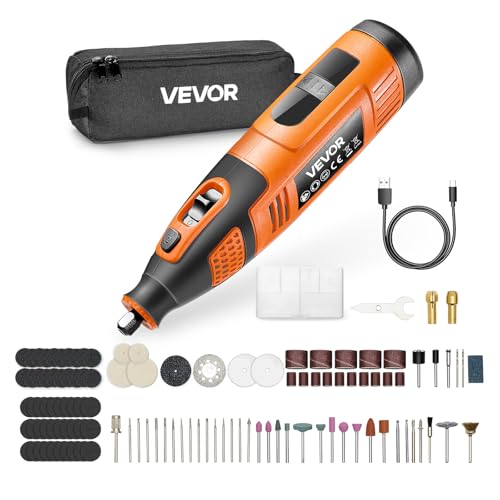 VEVOR 119-Piece Cordless Rotary Tool Kit, DC12V Portable Mini Power Rotary Tool, 28-Level Speed 5000-32000 RPM Multi-Purpose DIY Tools for Engraving, Sanding, Polishing, Carving, Cutting, DIY Crafts - style: 119PCS