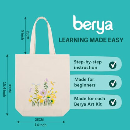 BERYA Canvas Tote Bag DIY Needlepoint Embroidery Kit for Beginners - color: Summer Garden
