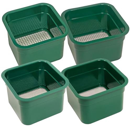 Sluice Fox mini Classifier Screen Gold panning Kits, Stainless Steel Screen mesh sifting Sieve Prospecting and gem Sorting; Shark Tooth sift Sifter - color: 4 Piece Green