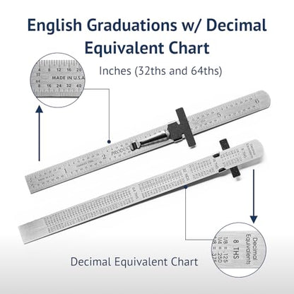 PEC Tools 6" Machinist Pocket Rule, Made in USA - color: Decimal Equivalent Chart, size: 1