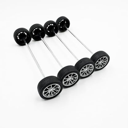 10PCS Toy Car Wheels 25mm Rubber Tire Wheels with Metal Shaft for RC Car Truck DIY Model Toy Wheel Replacement Accessories (2.5x25mm) - style: 2.5x25mm