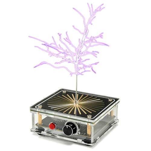 WARDENCLYFFE Tesla Coil 8 Entry Transparent Tesla Coil, Single-Knob Control, 8 cm(3.1 inches) Arc, STEM Desktop Demonstration for Beginners