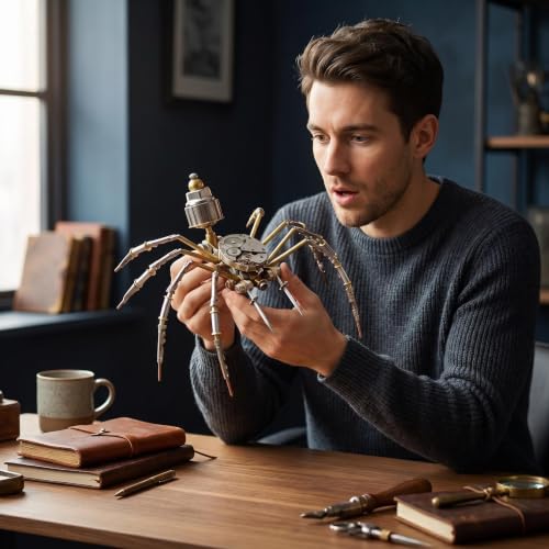 Steampunk 3D Metal Puzzle Spider 140+ Pcs Mechanical DIY Assembly Model Kit Desktop Display for Men Family and Friends(Mechanical Spider) - style: Mechanical Spider