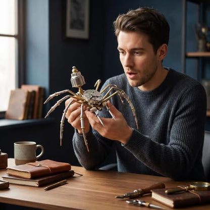 Steampunk 3D Metal Puzzle Spider 140+ Pcs Mechanical DIY Assembly Model Kit Desktop Display for Men Family and Friends(Mechanical Spider) - style: Mechanical Spider