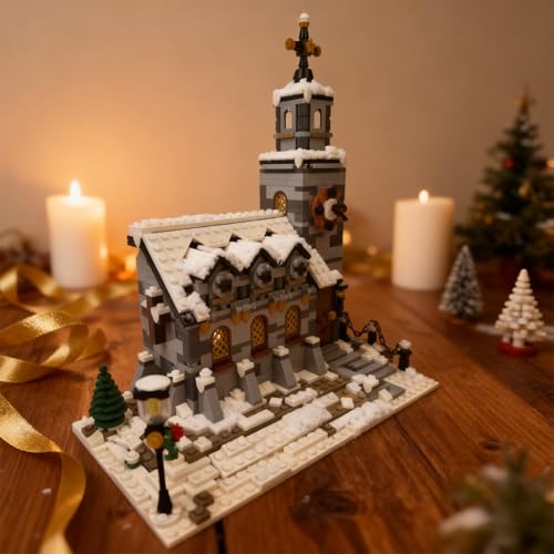 Winter Chapel - Blocks Set,1074 PCS Snow Village Church for Adults