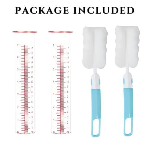 7'' Capacity Rain Gauge Replacement Tube Glass, 2 Pcs - color: Red-2 PCS