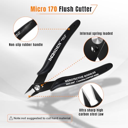 BOOSDEN 2 Pack Small Micro Wire Cutters Flush Cutter Pliers 5-Inch - color: Micro - 2 Pack