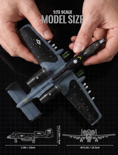 SEBUNAS 1:72 Scale A-10 Thunderbolt II Warthog Highly Detailed Plastic Assembly Model Kit Accurate Reproduction with Paint Scheme Collector's Choice Gift for Adults and Kids(43PCS) - color: 9.a-10 Black
