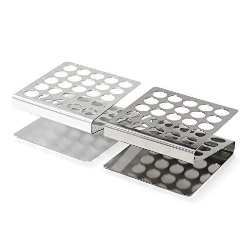 ULAB Scientific Test Tube Rack Set, Z Shape, Suitable for Tubes of Dia. ≤16mm, 1pc in Stainless Steel, 1pc in Aluminum, UTR1003 - color: 2*25holes Steel&Aluminum