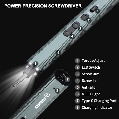 STREBITO Electric Screwdriver, 155 in 1 Precision Electric Screwdriver Set - color: Black