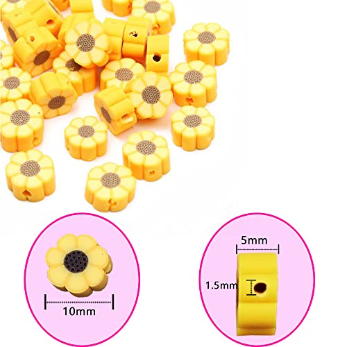 200pcs Daisy Flower Polymer Clay Beads. - color: Daisy