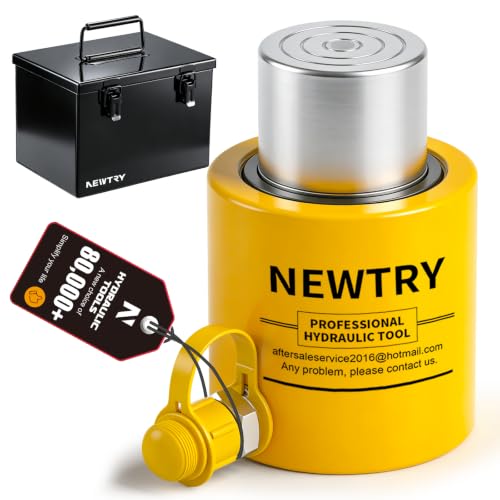 NEWTRY 50T Short Hydraulic Ram Jack, 2" Stroke Porta Power Ram Auto Retract - size: 50T